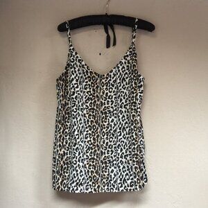 Foil Womens Tank Top Sleeveless Animal Print Leopard Cami Size 6 Brown Lined New